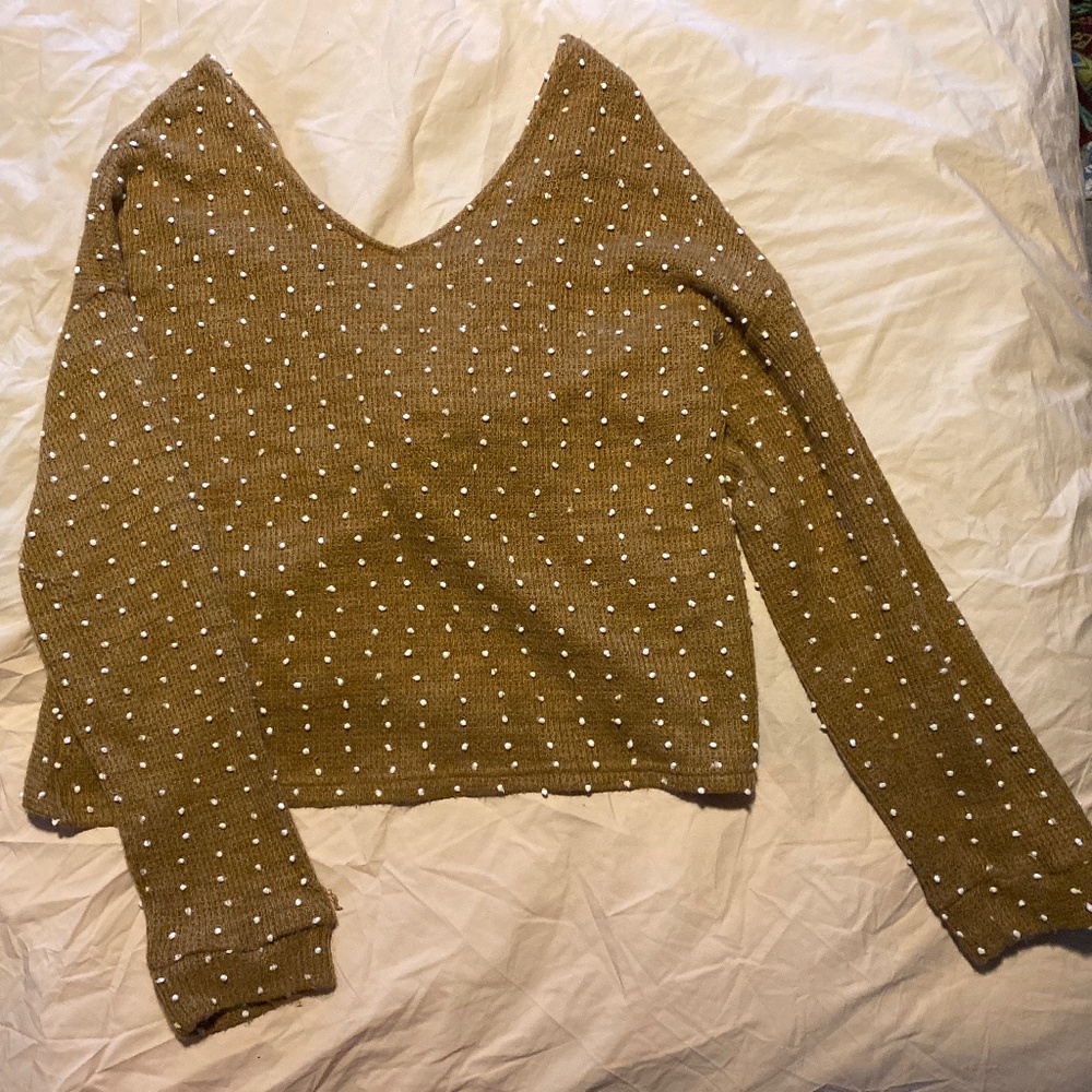 Tie Back Polka Dot Sweater